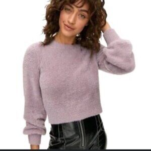 Sunday best purple eyelash crewneck pullover kitten sweater